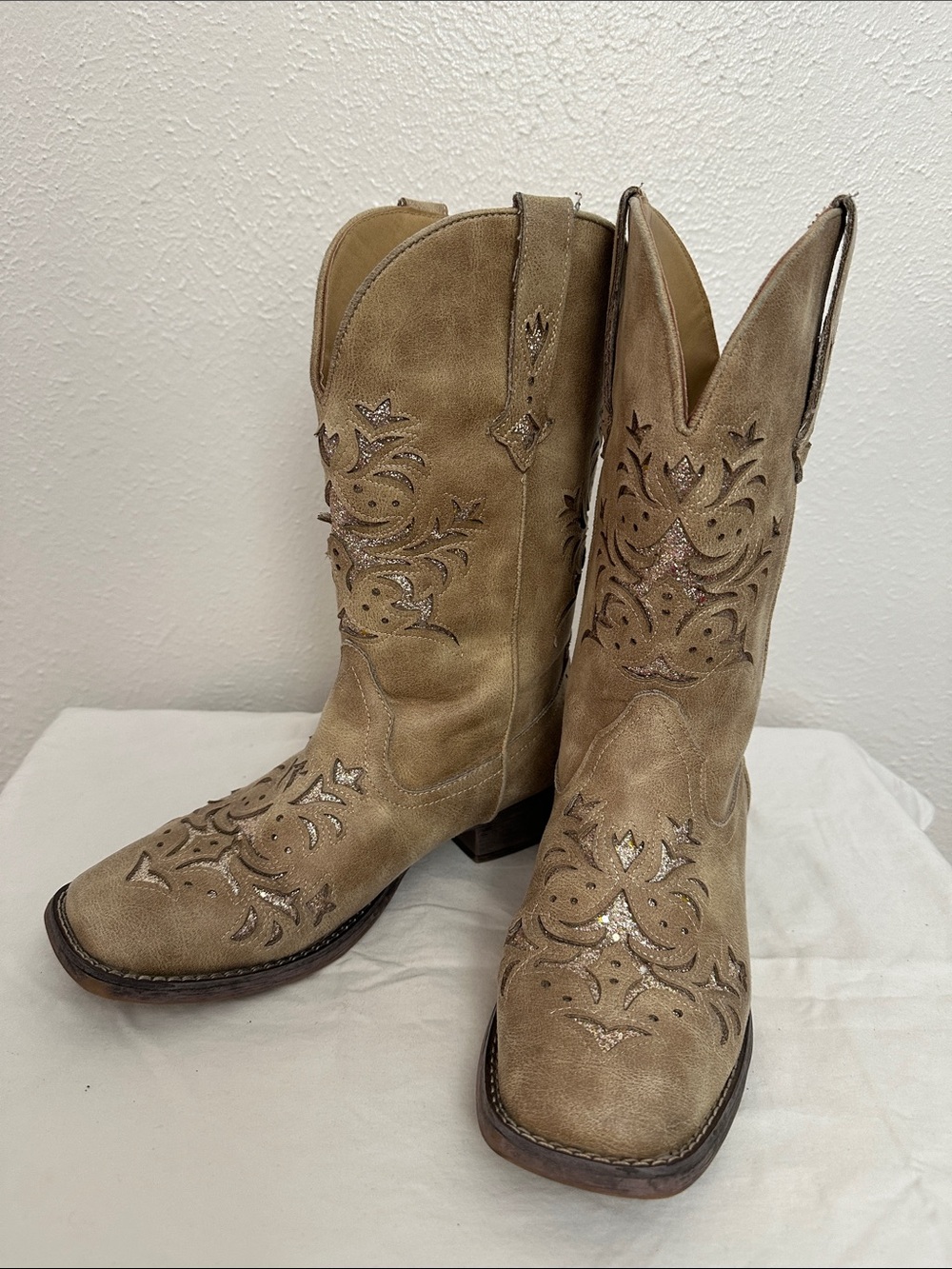 Ropers Square Toe Suede Western Boots